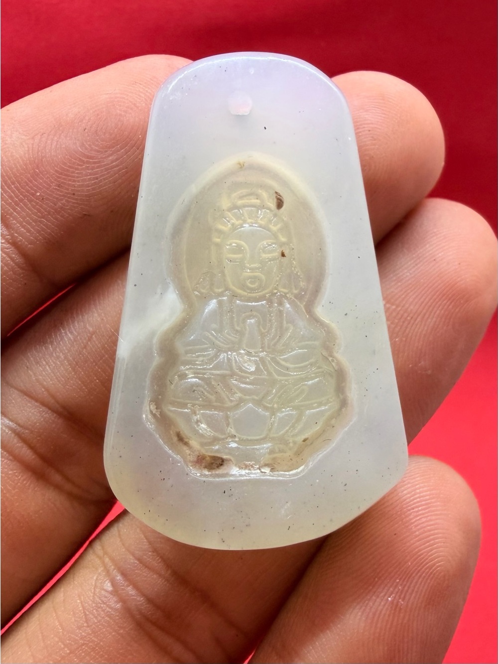 White Jade Avalokiteshvara Pendant Necklace - Unbranded